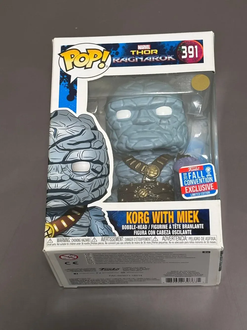 Funko Pop! Korg with Miek 391 Convention Exclusive Thor Ragnarok Marvel Comics